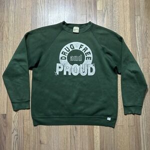 Vintage Discus Athletic Sweatshirt SZ XL Drug Free Proud DARE Green Fade 1980s